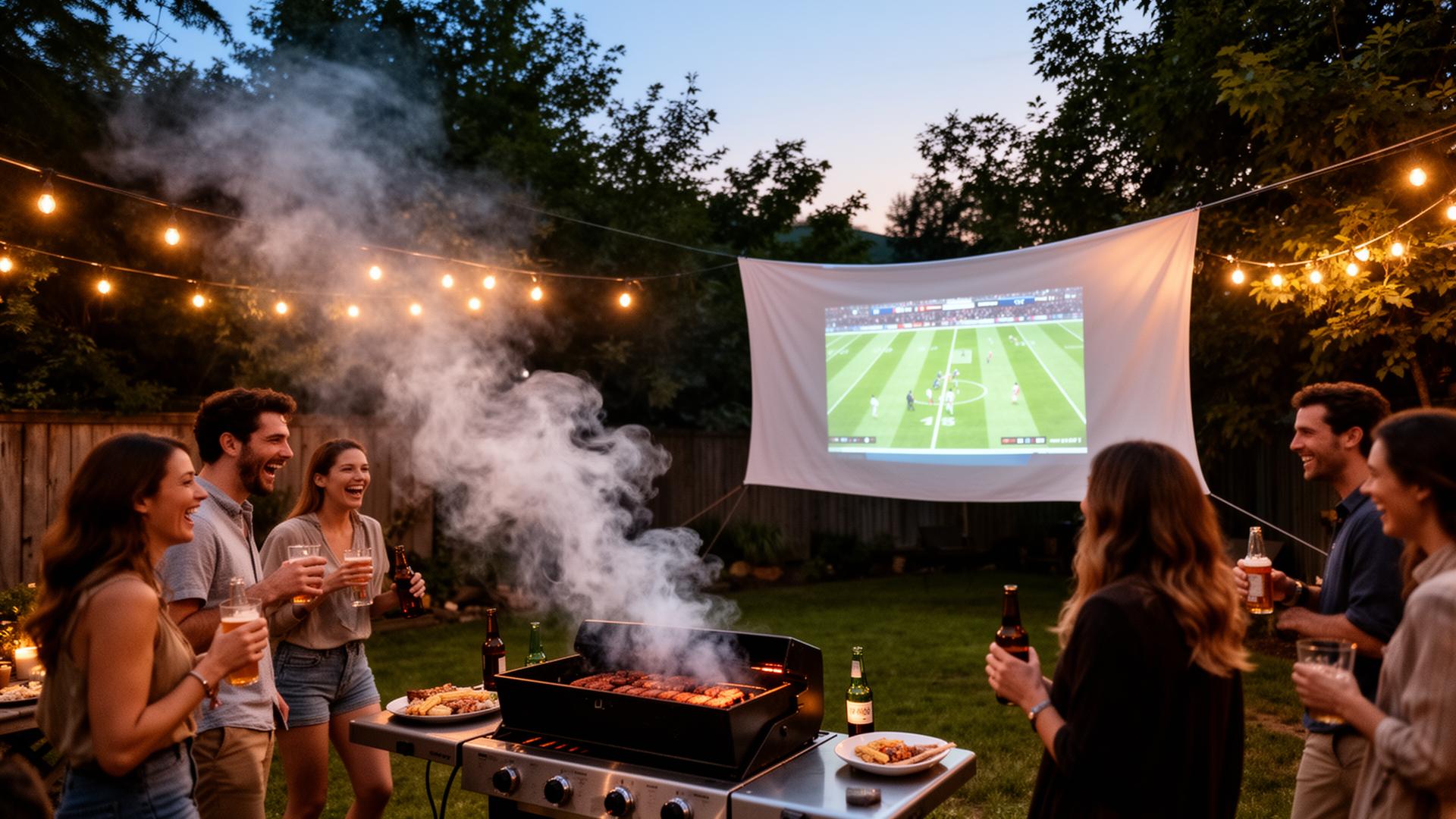Grill i kino w ogrodzie